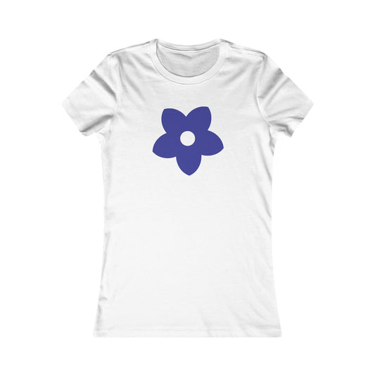 Women's Favorite T-Shirt "Petals of Joy" Playful 5-Petal Flower Design Navy Print