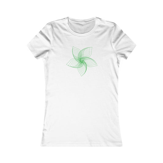 Women's Favorite T-Shirt "Geometric Petal Play" Whimsical 5-Petal Flower Green Print
