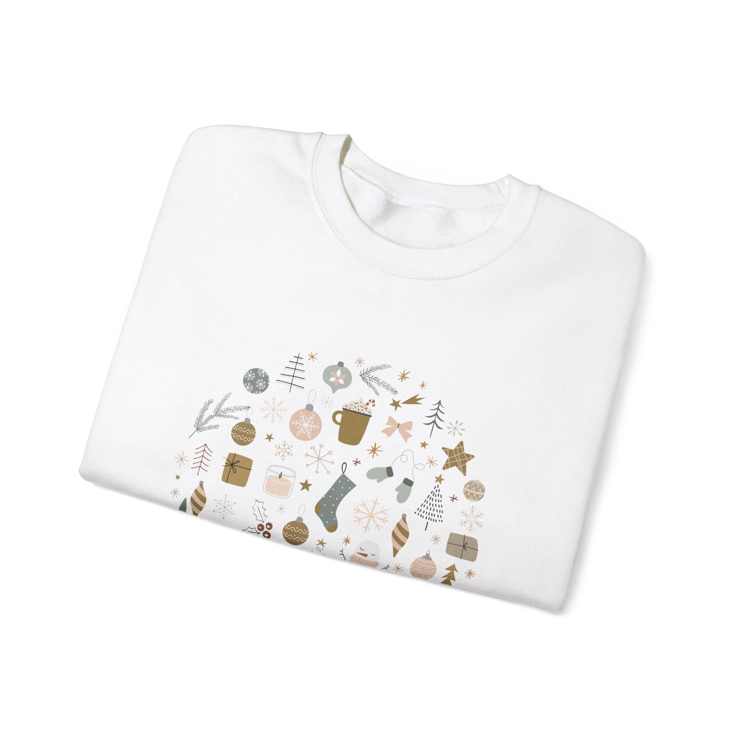 Unisex Heavy Blend Crewneck Sweatshirt Festive Holiday Round Collage 🎄☃️❄️