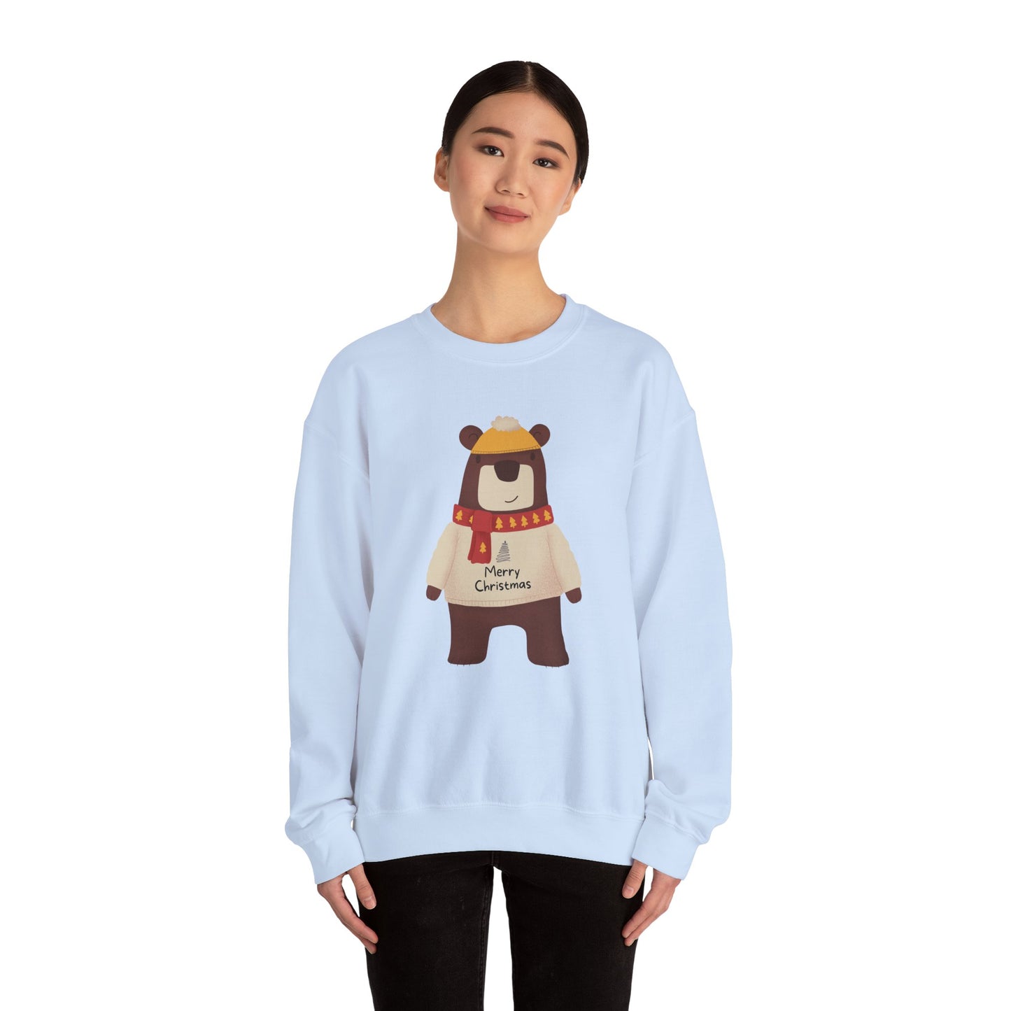Unisex Heavy Blend Crewneck Sweatshirt Festive Bear in Sweater & Scarf 🎄🐻❤️