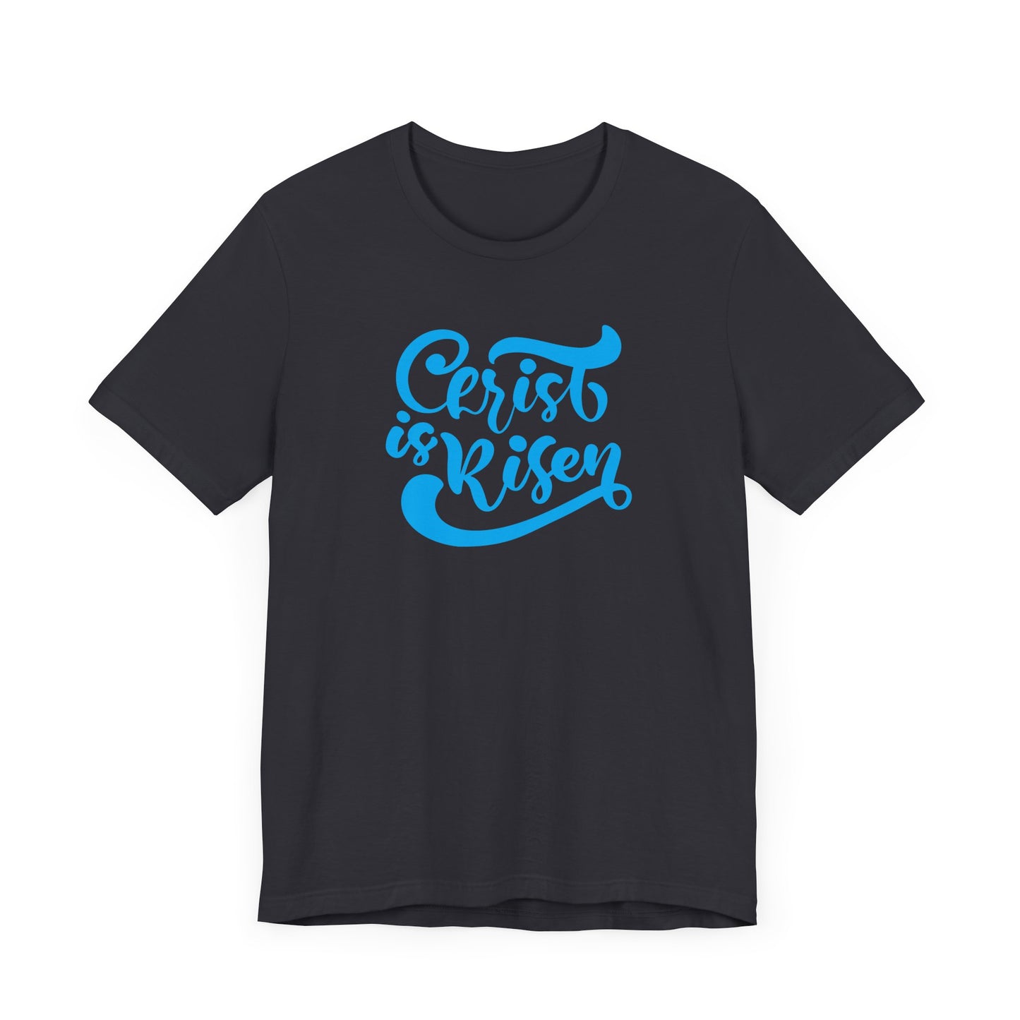 Unisex Jersey Short Sleeve Tee Easter 'Christ is Risen' Blue Print