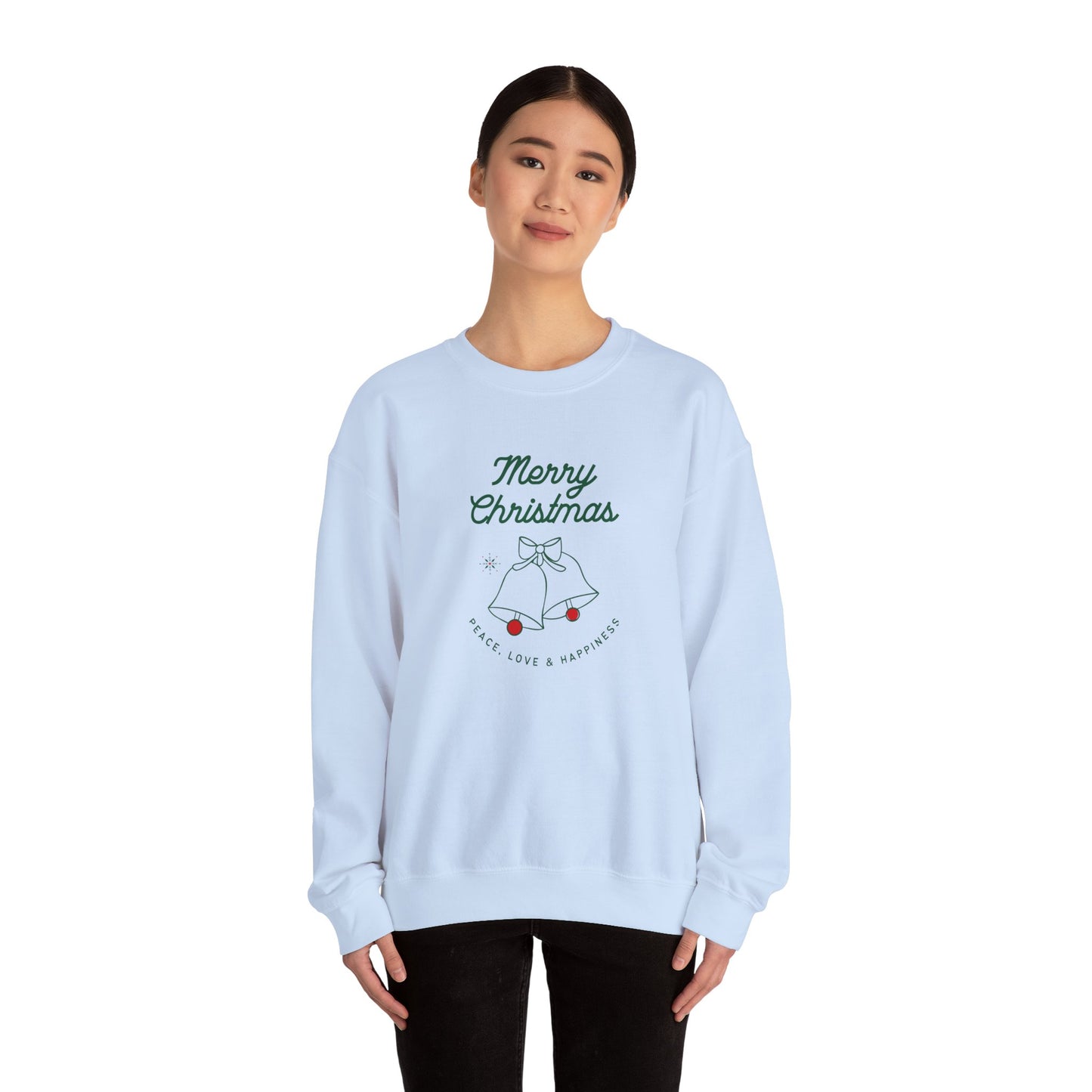 Unisex Heavy Blend Crewneck Sweatshirt Merry Christmas Peace Love & Happiness 🎄🔔✨