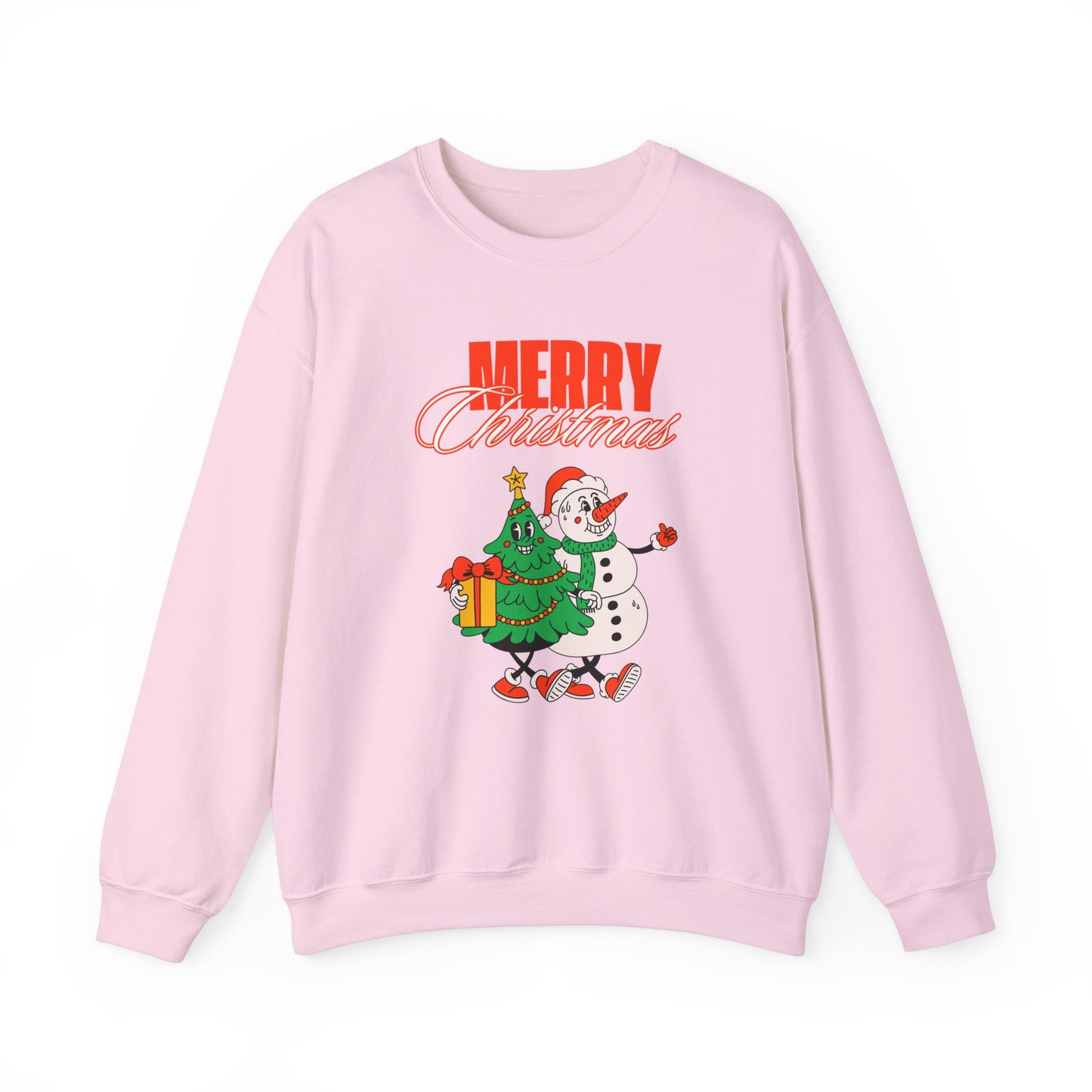 Unisex Heavy Blend Crewneck Sweatshirt Merry Christmas with Snowman & Tree 🎄☃️✨