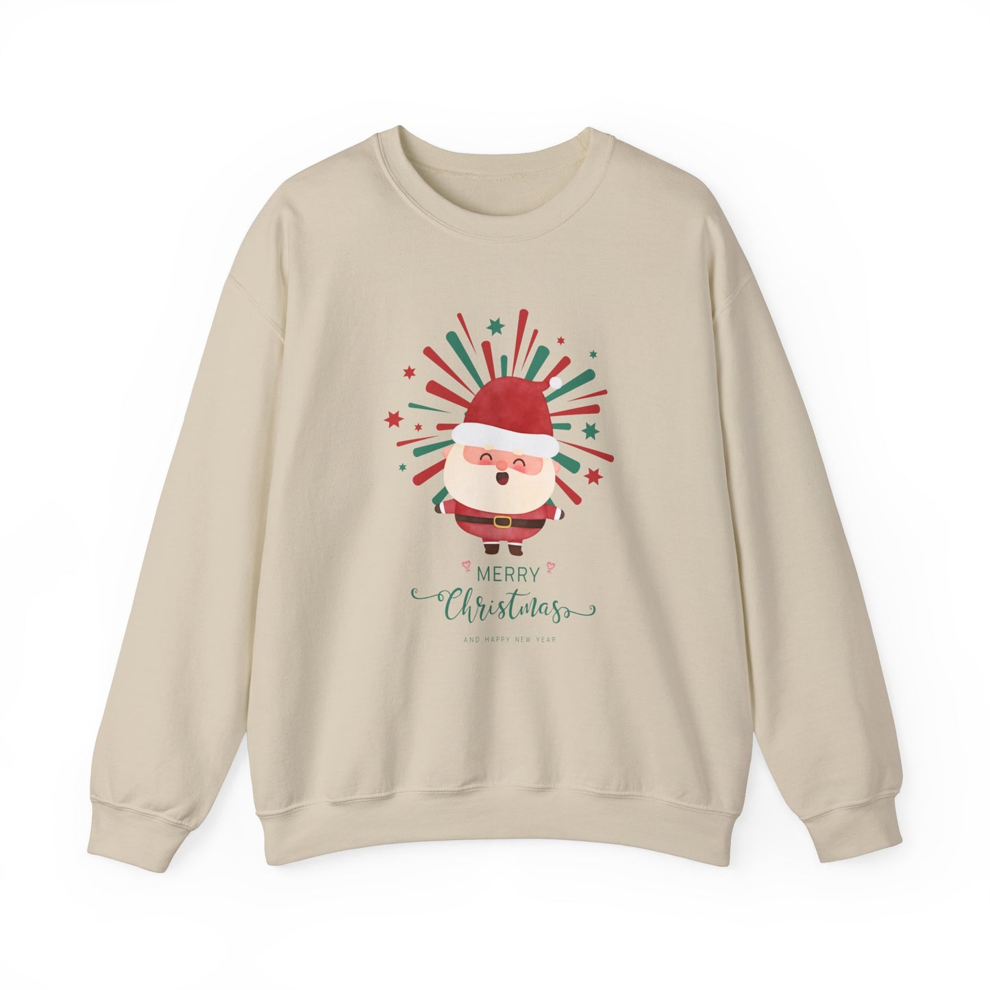 Unisex Heavy Blend Crewneck Sweatshirt Merry Christmas & Happy New Year with Santa 🎅🎉✨