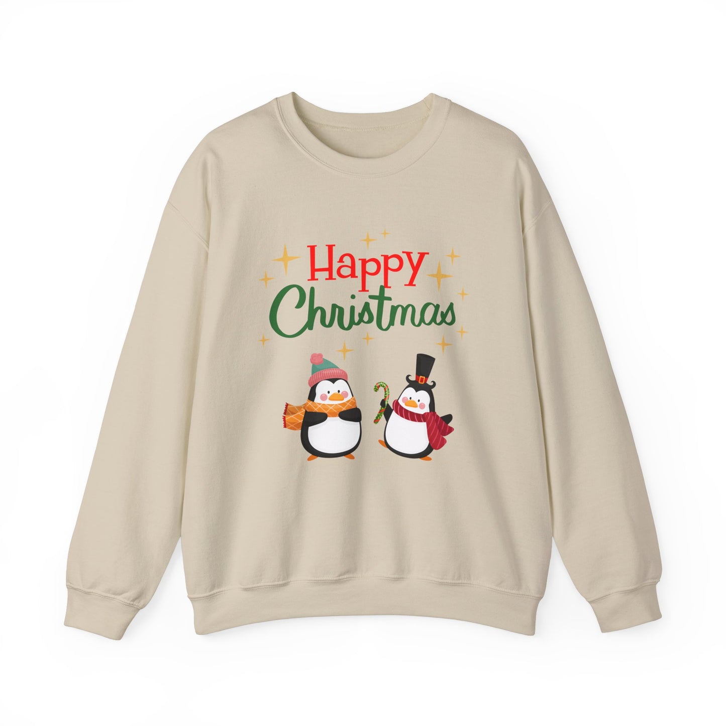 Unisex Heavy Blend Crewneck Sweatshirt Happy Christmas with Penguins 🎄🐧✨