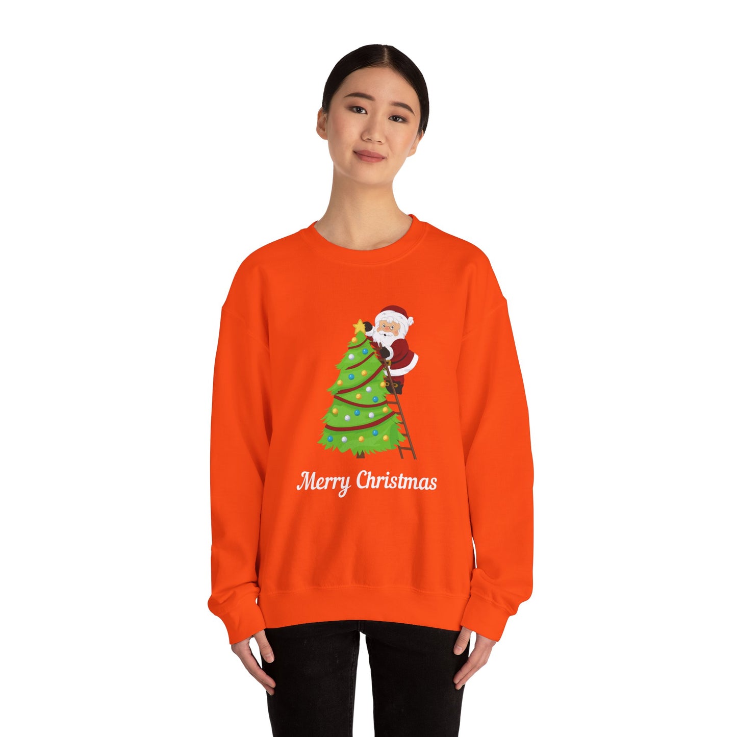 Unisex Heavy Blend Crewneck Sweatshirt Santa Climbing Ladder Merry Christmas 🎅🎄✨