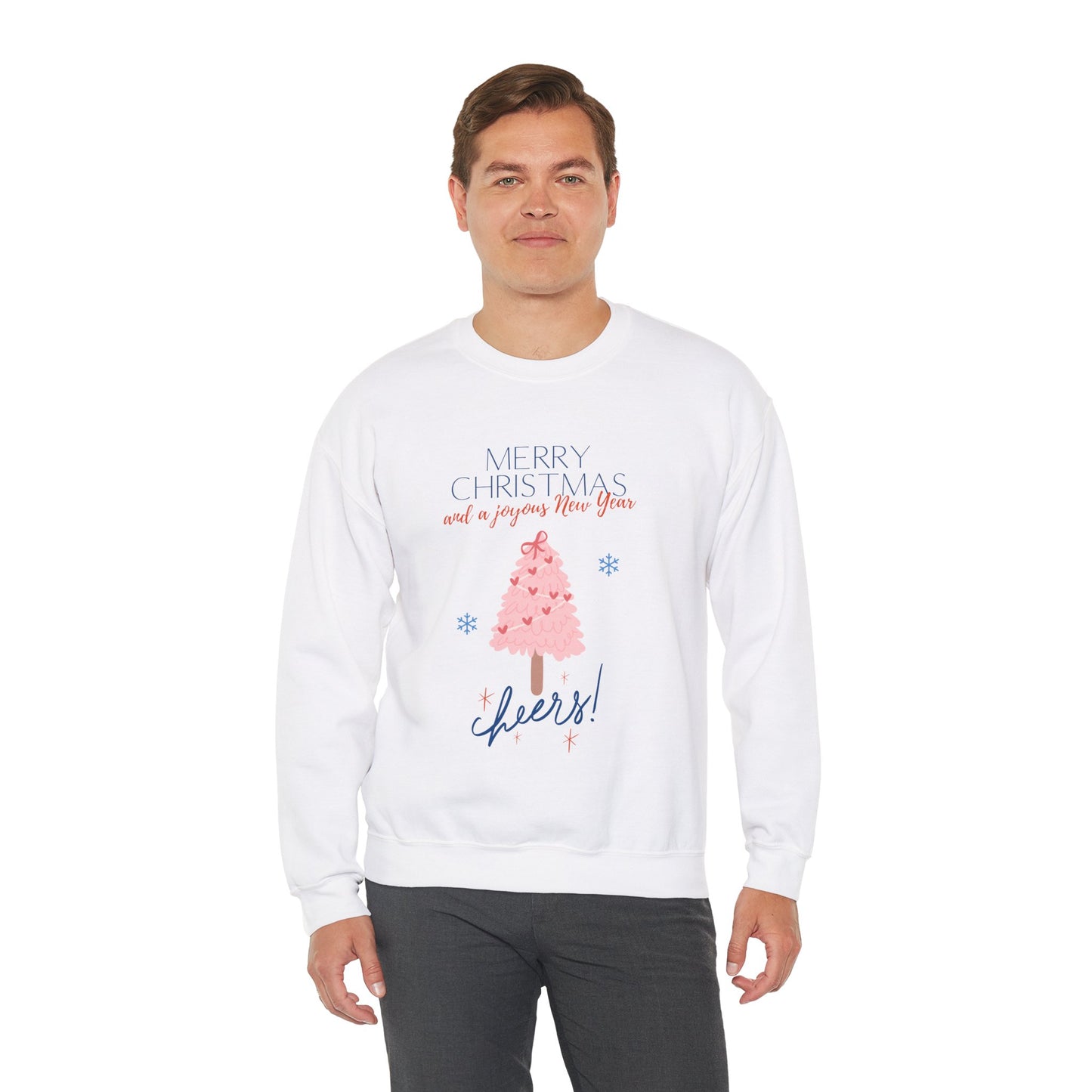 Unisex Heavy Blend Crewneck Sweatshirt Pink Christmas Tree 🎄❤️✨