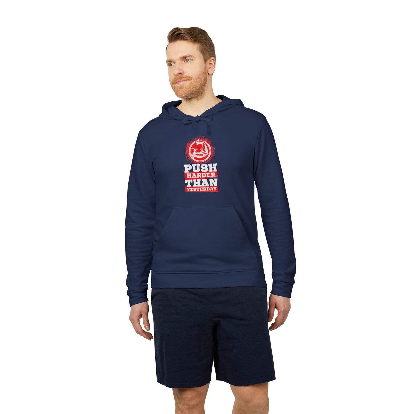 Push Harder Than Yesterday Adidas Unisex Cozy Fleece Hoodie