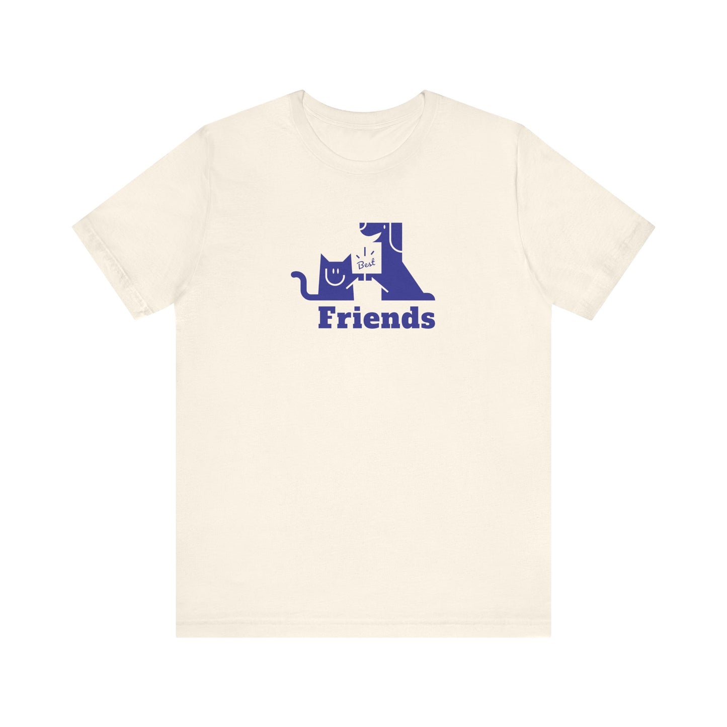 Cat & Dog Hi-5 Each Other Best Friends Navy Print Unisex Jersey Short Sleeve Tee
