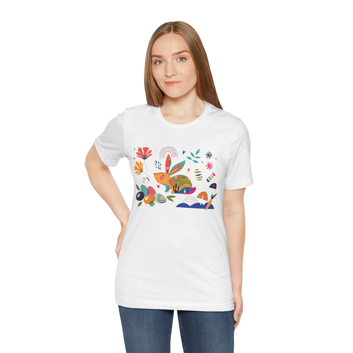 Hoppy Easter Colorful Boho Spring Collage Unisex Jersey Short Sleeve Tee