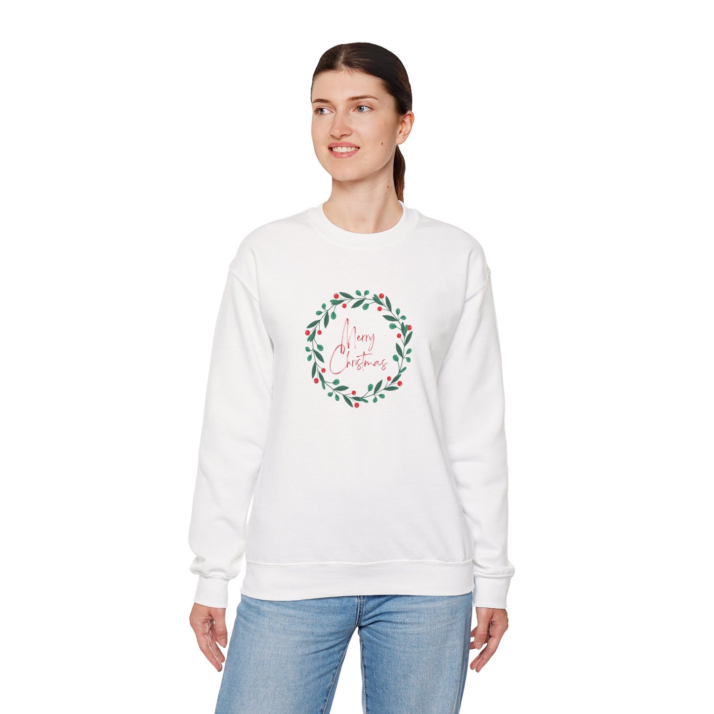 Merry Christmas Wreath 🎄✨ Unisex Heavy Blend Crewneck Sweatshirt