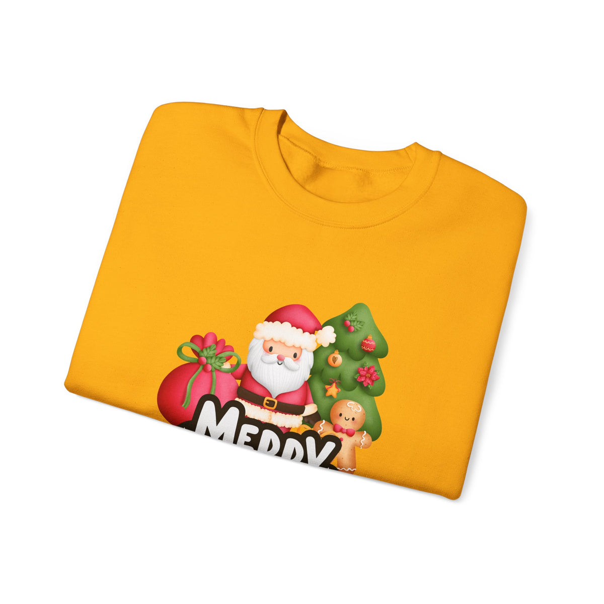 Unisex Heavy Blend Crewneck Sweatshirt  Merry Christmas with Santa & Gingerbread Man 🎅🍪✨