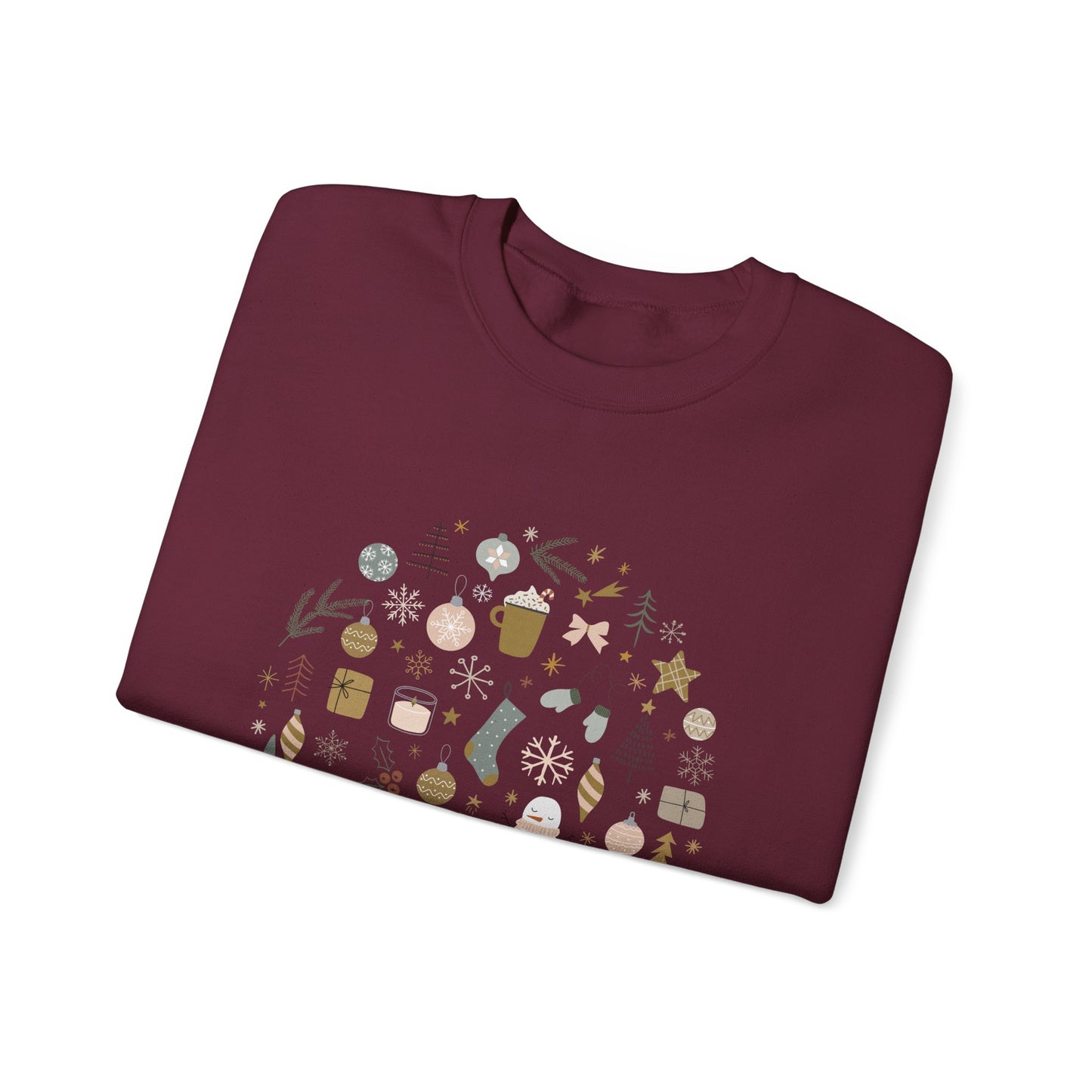 Unisex Heavy Blend Crewneck Sweatshirt Festive Holiday Round Collage 🎄☃️❄️