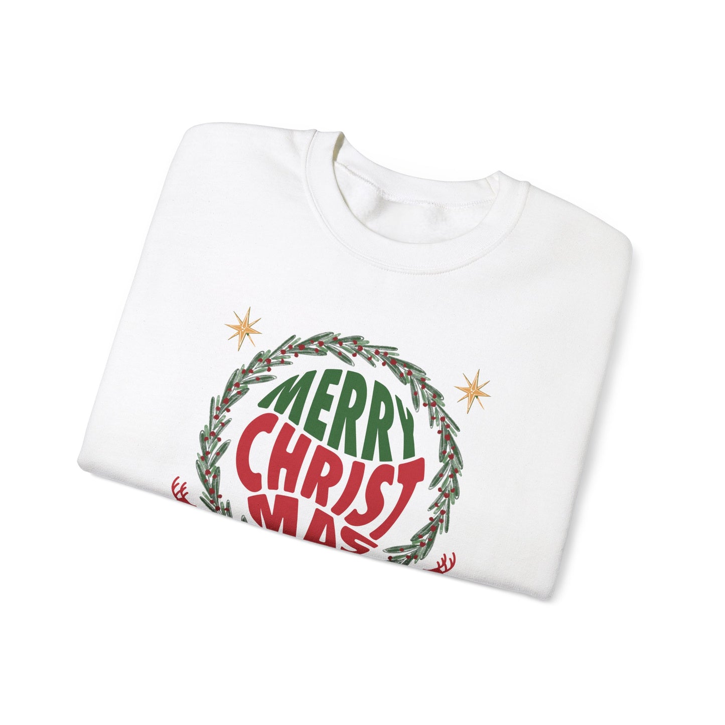 Unisex Heavy Blend Crewneck Sweatshirt Merry Christmas Wreath Design 🎄✨