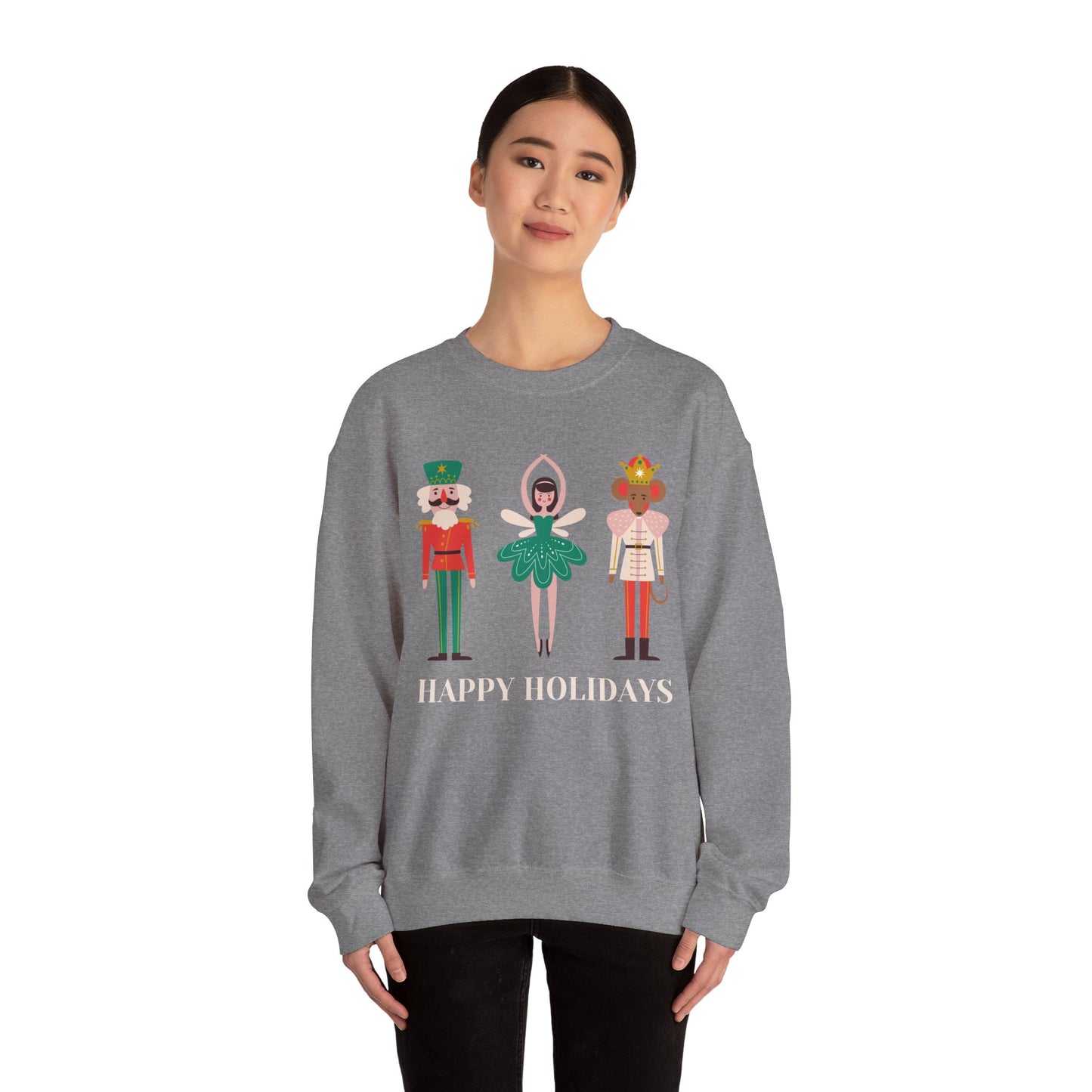 Unisex Heavy Blend Crewneck Sweatshirt Happy Holidays Nutcracker 🎄✨