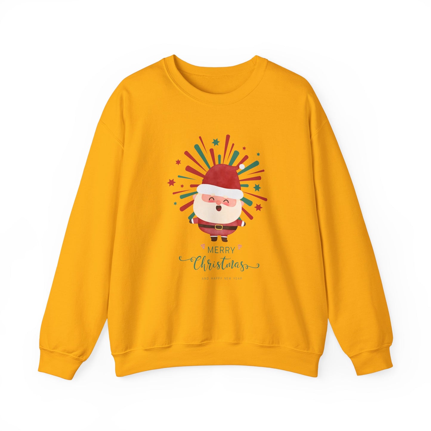 Unisex Heavy Blend Crewneck Sweatshirt Merry Christmas & Happy New Year with Santa 🎅🎉✨