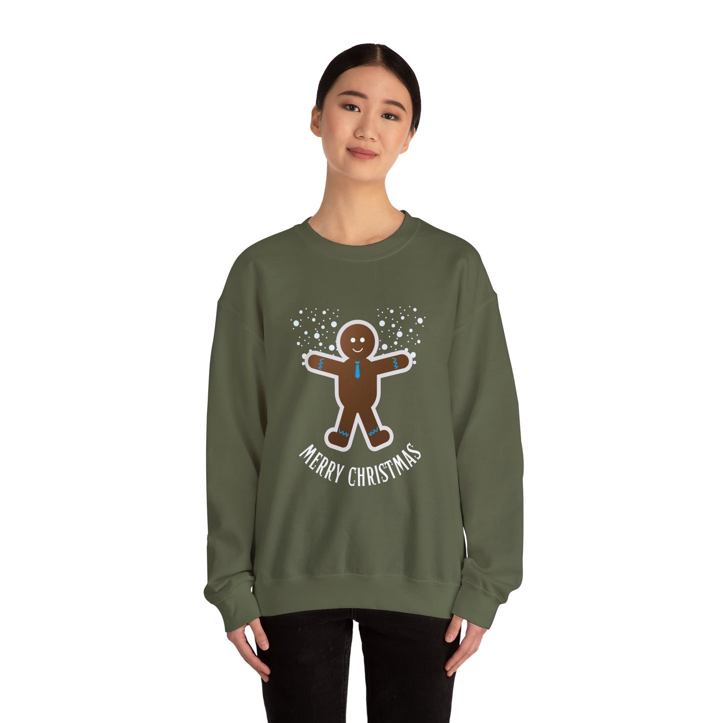 Unisex Heavy Blend Crewneck Sweatshirt Merry Christmas Happy Gingerbread Man 🎄🍪✨