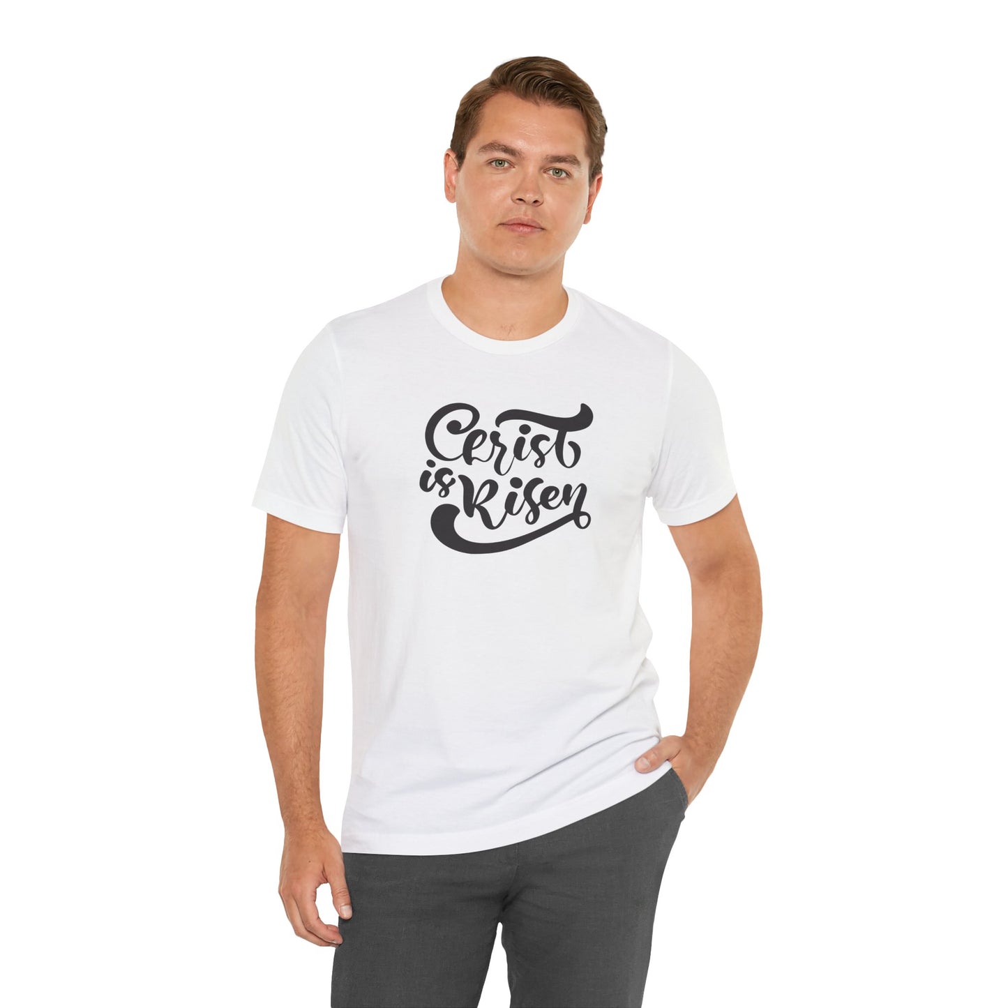 Christ is Risen Black Print Unisex Jersey Short Sleeve Tee