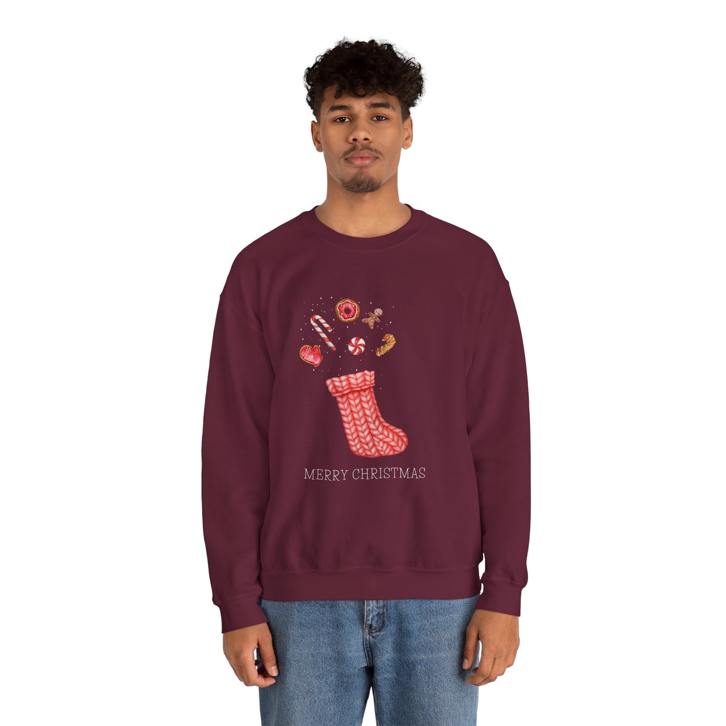 Cozy Christmas Sock 🎄🧦🍩 Unisex Heavy Blend Crewneck Sweatshirt
