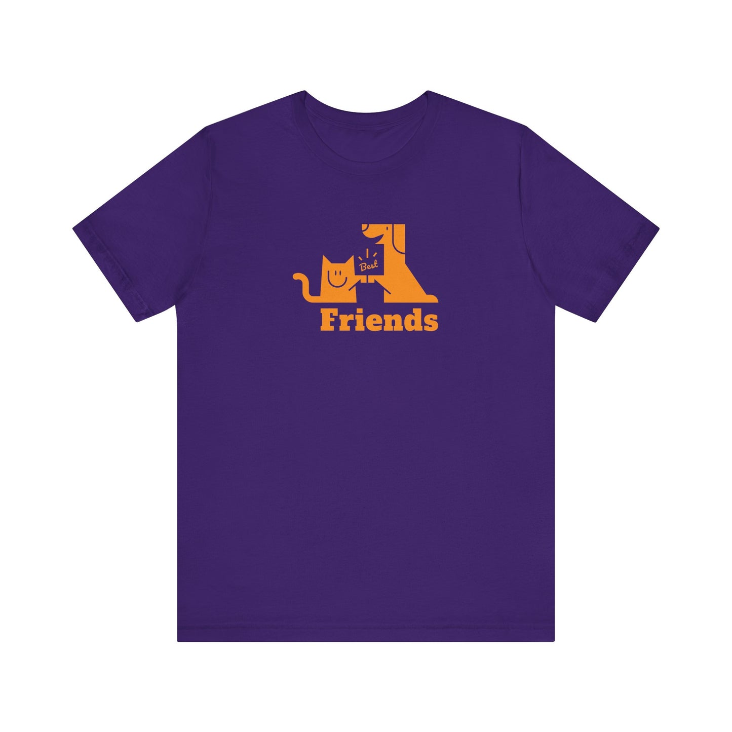 Cat & Dog Hi-5 Each Other Best Friends Orange Print Unisex Jersey Short Sleeve Tee