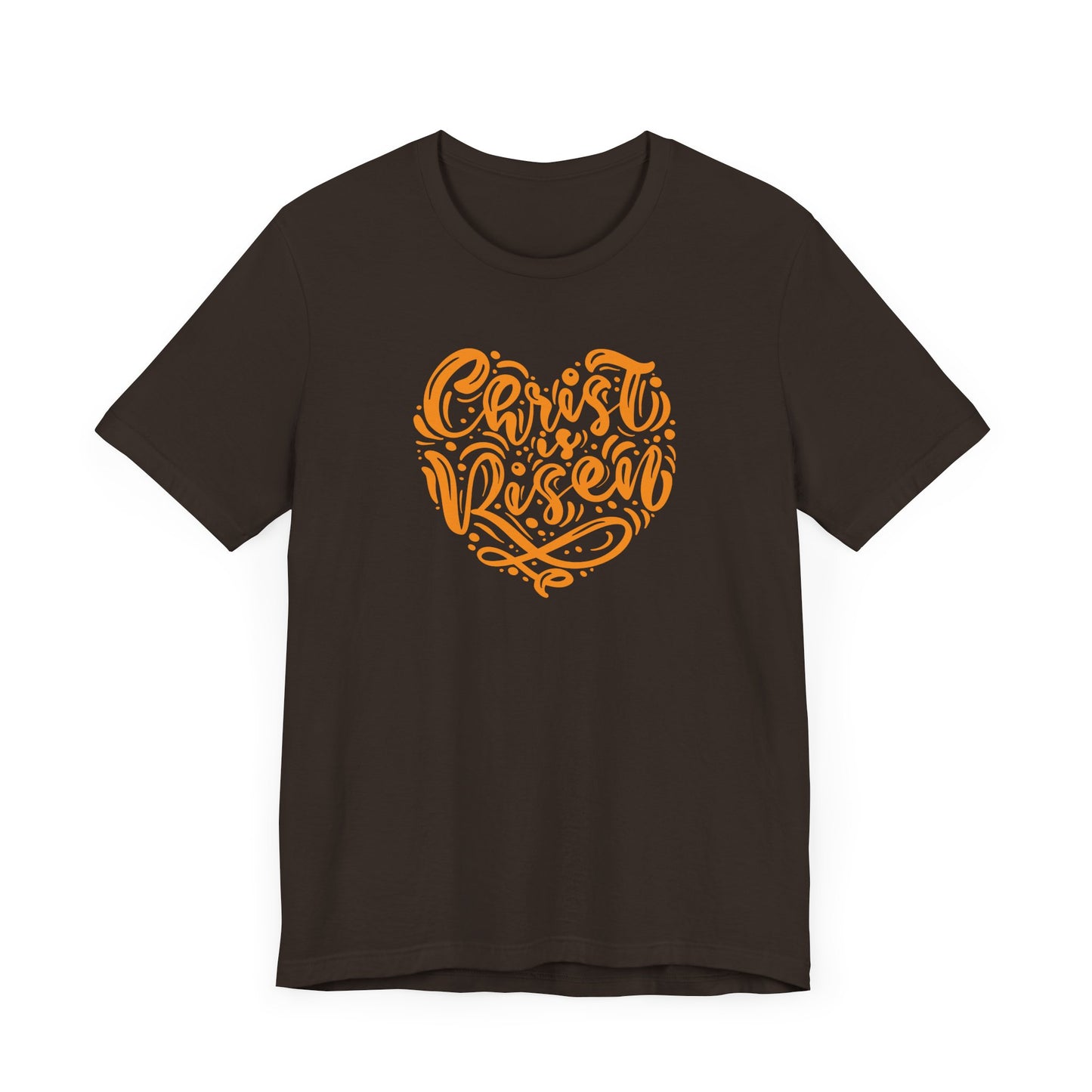 Christ is Risen Heart Shaped Orange Print Unisex Jersey Short Sleeve Tee