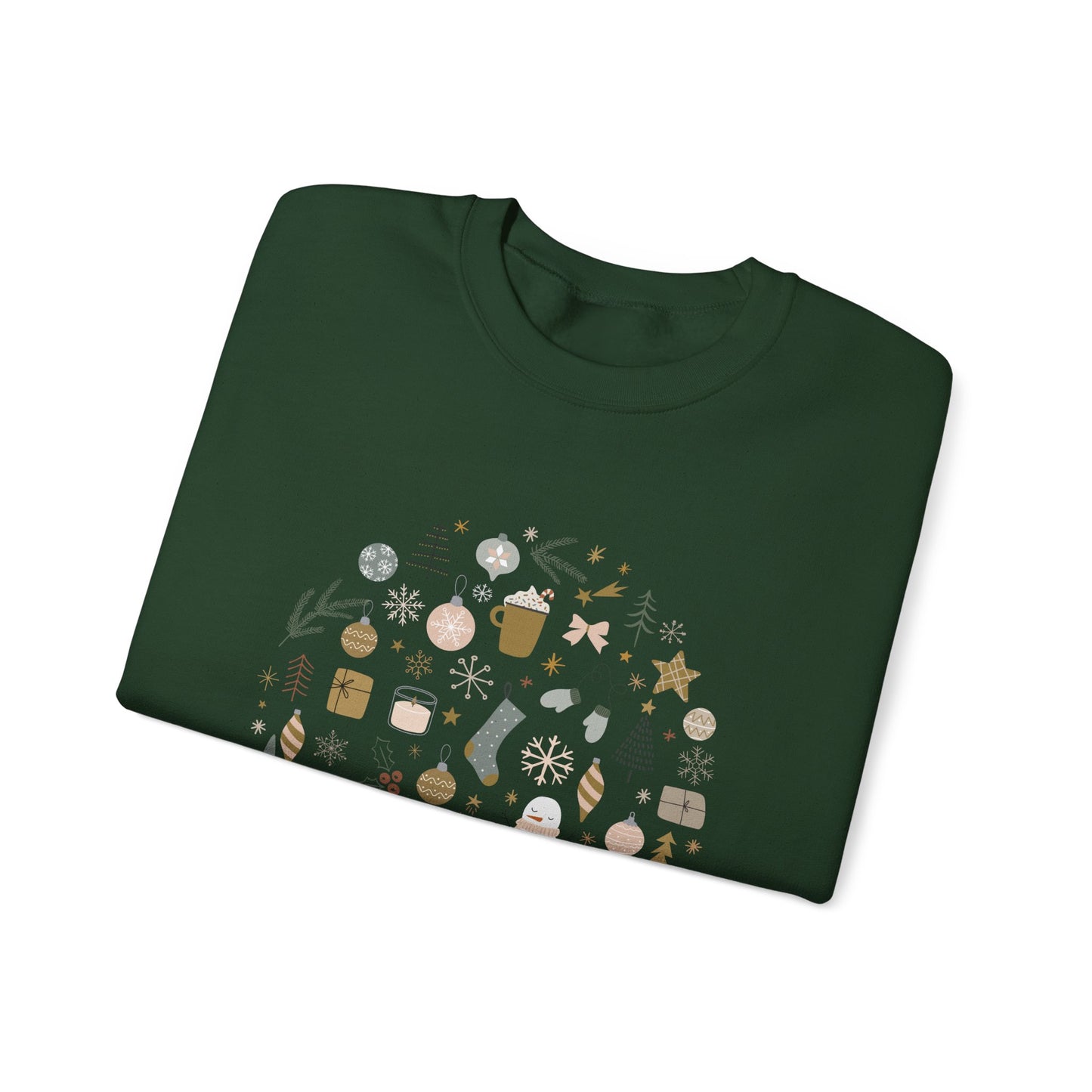 Unisex Heavy Blend Crewneck Sweatshirt Festive Holiday Round Collage 🎄☃️❄️