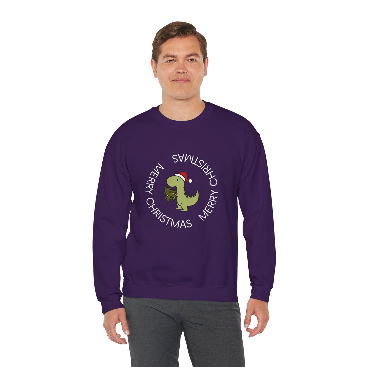 Dino-Merry Christmas 🎄🦖🎅 Unisex Heavy Blend Crewneck Sweatshirt