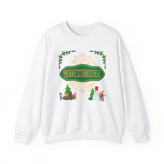 Unisex Heavy Blend Crewneck Sweatshirt Elegant Merry Christmas 🎄☃️✨