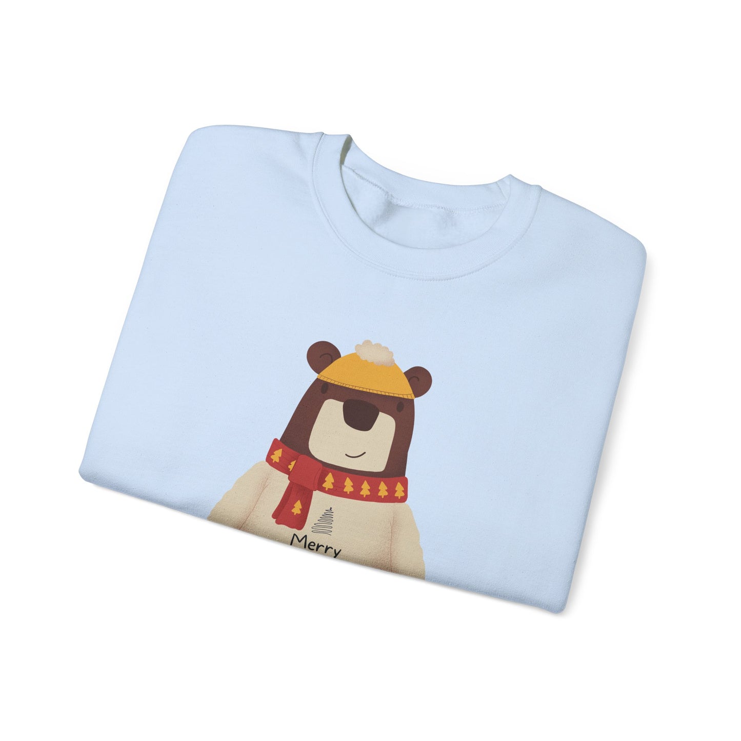Unisex Heavy Blend Crewneck Sweatshirt Festive Bear in Sweater & Scarf 🎄🐻❤️