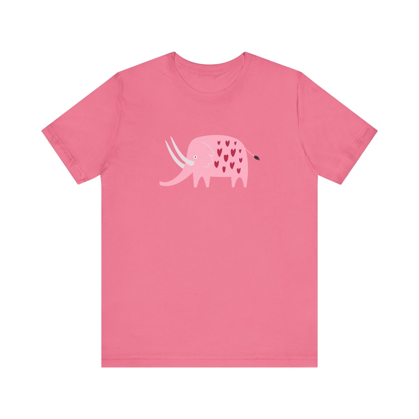 Unisex Jersey Short Sleeve Tee "Lovely Pink Pachyderm" Adorable Elephant with Hearts