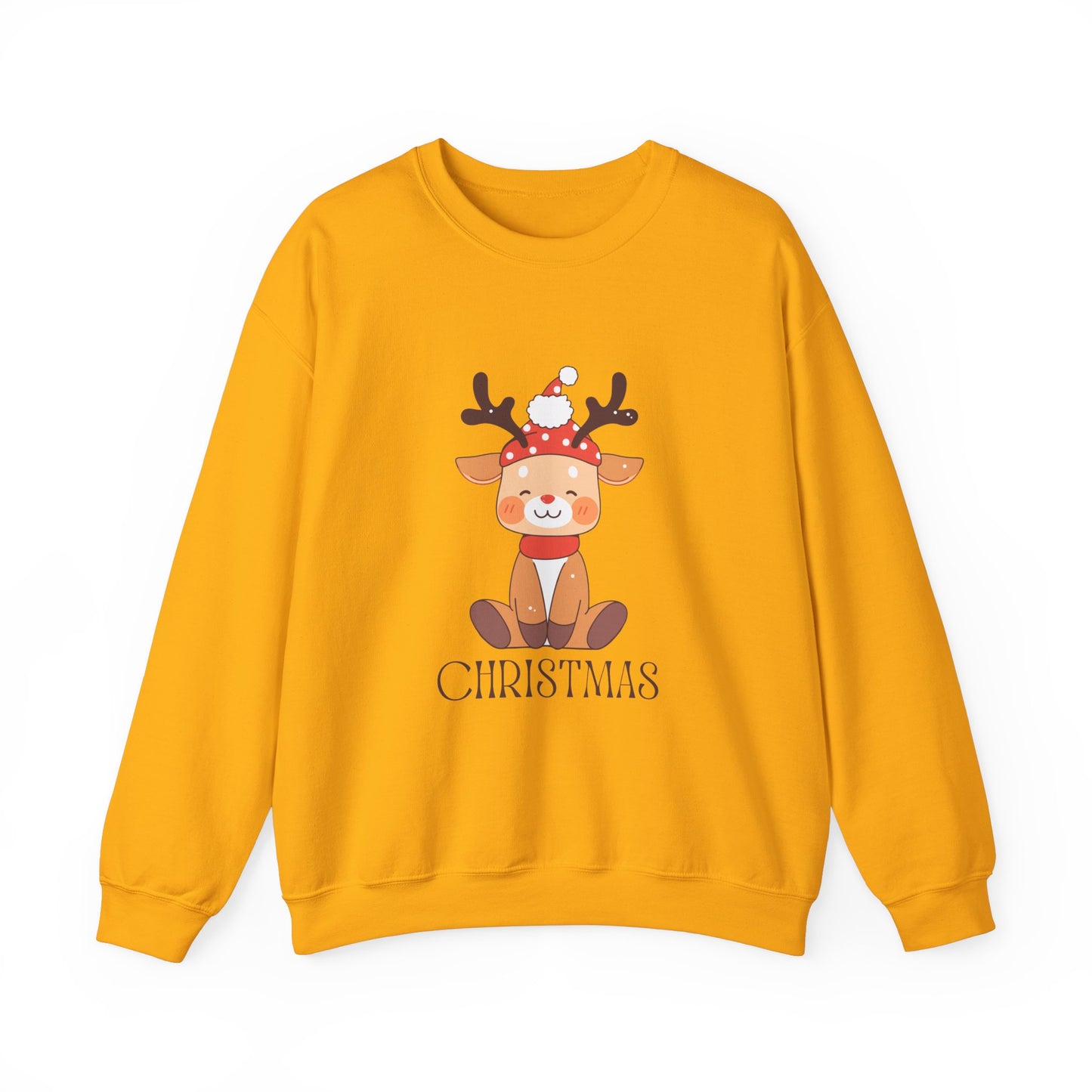 Unisex Heavy Blend Crewneck Sweatshirt Sitting Deer with Christmas 🎄🦌✨