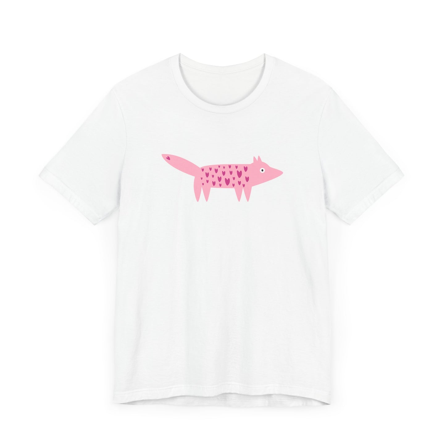 Unisex Jersey Short Sleeve Tee "Foxy Love Fest" Adorable Pink Fox with Hearts