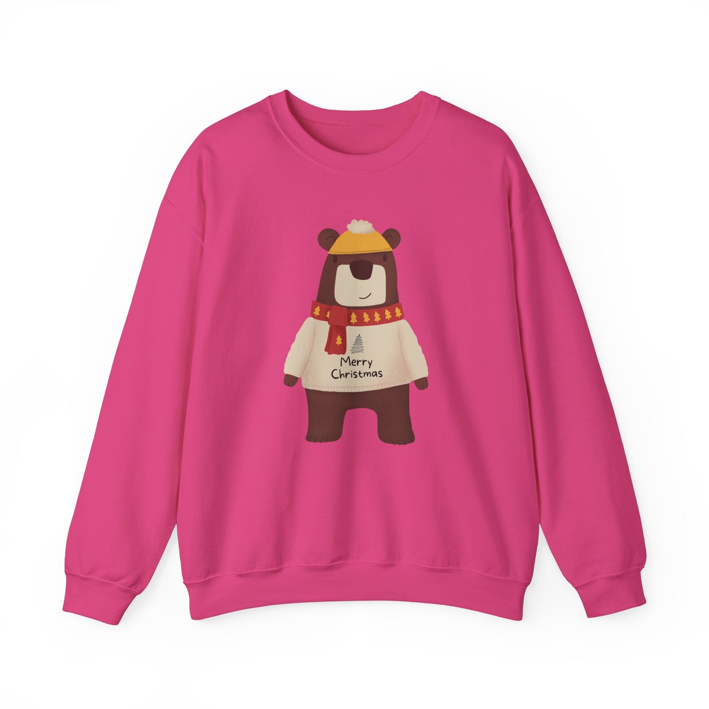 Unisex Heavy Blend Crewneck Sweatshirt Festive Bear in Sweater & Scarf 🎄🐻❤️