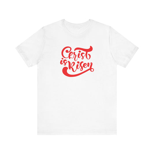 Christ is Risen Red Print Unisex Jersey Short Sleeve Tee