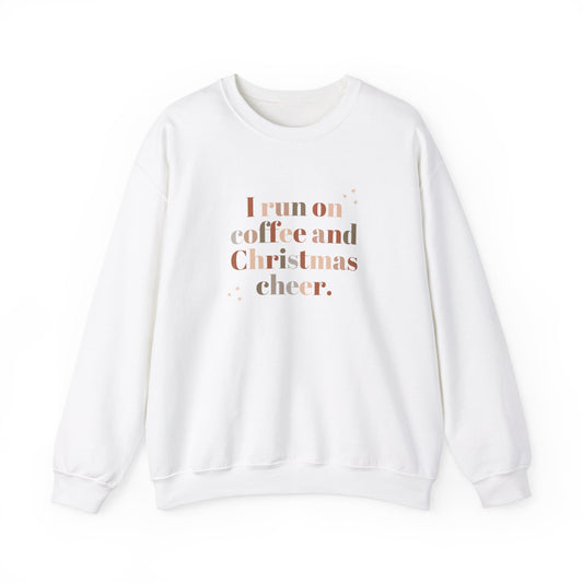 Unisex Heavy Blend Crewneck Sweatshirt I Run on Coffee and Christmas Cheer ☕🎄✨