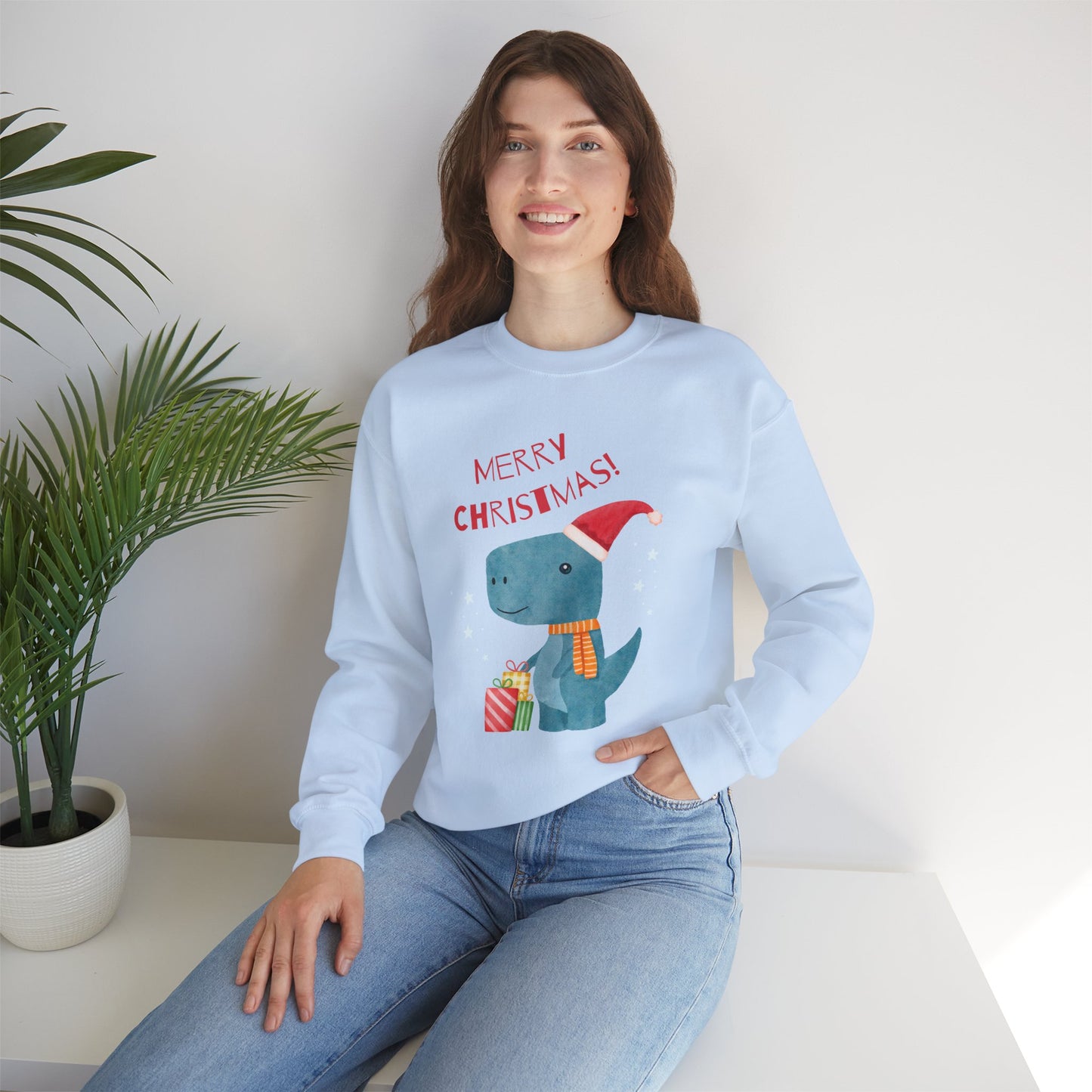 Merry Christmas Dino 🎄🦖🎁 Unisex Heavy Blend Crewneck Sweatshirt