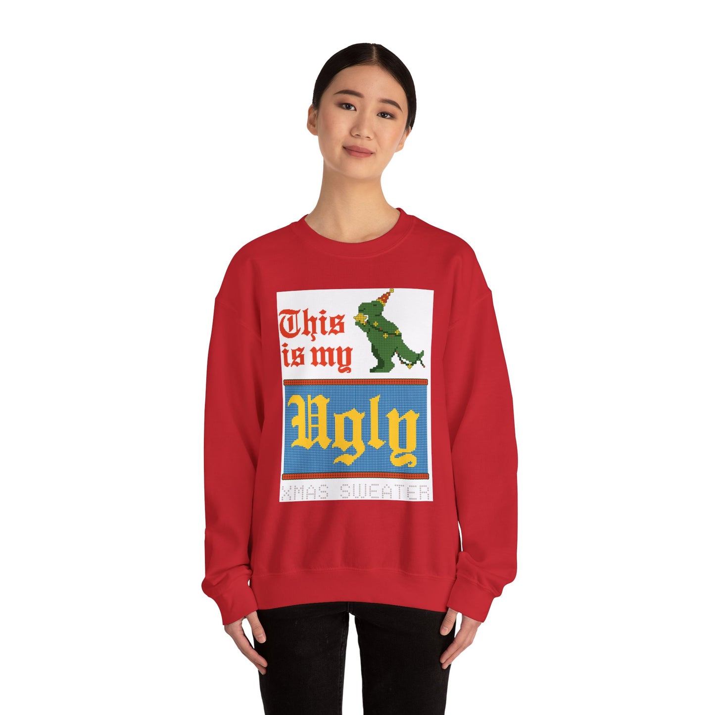 Unisex Heavy Blend Crewneck Sweatshirt This Is My Ugly Xmas Sweater 🦖🎅✨