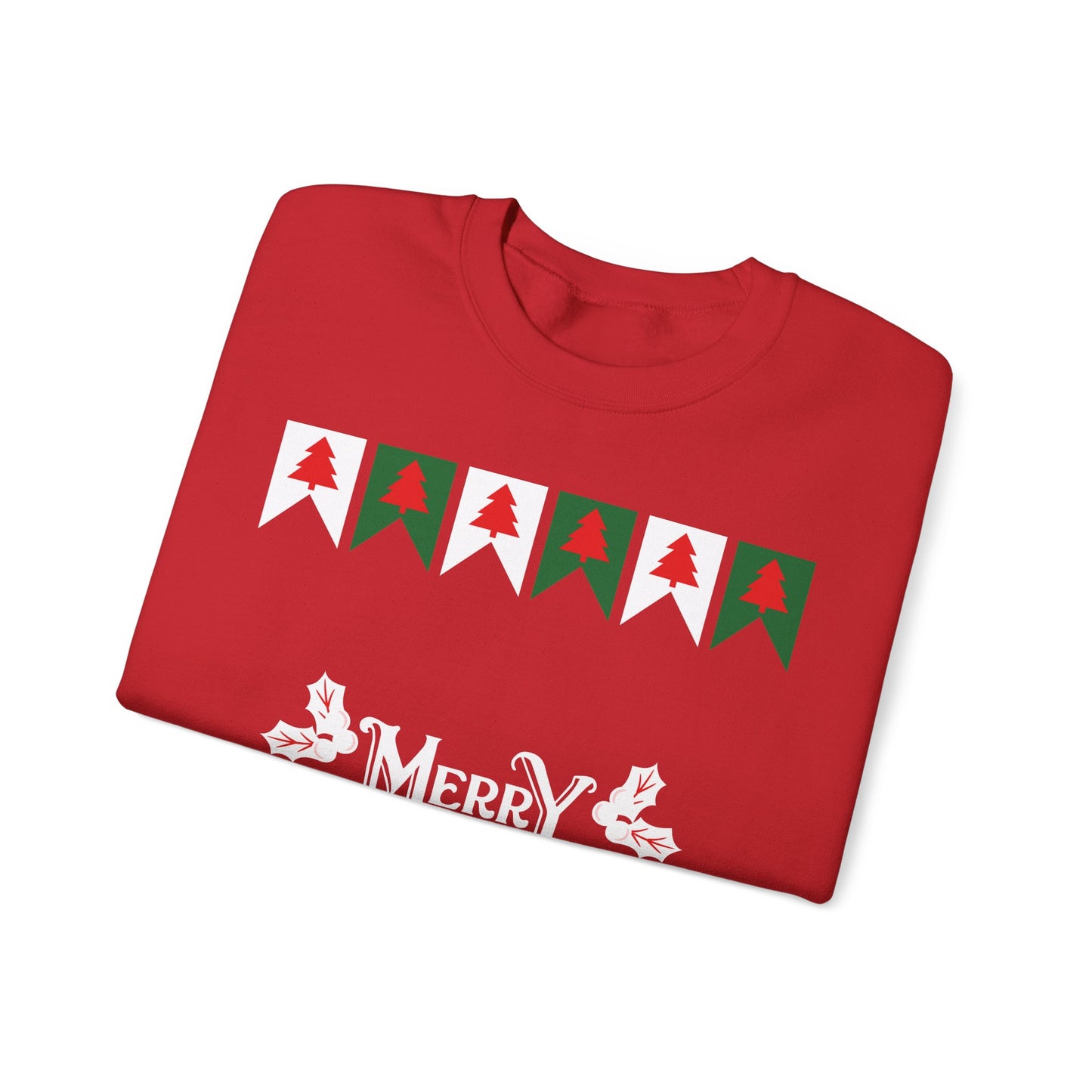 Unisex Heavy Blend Crewneck Sweatshirt Merry Christmas with Tree Border 🎄✨