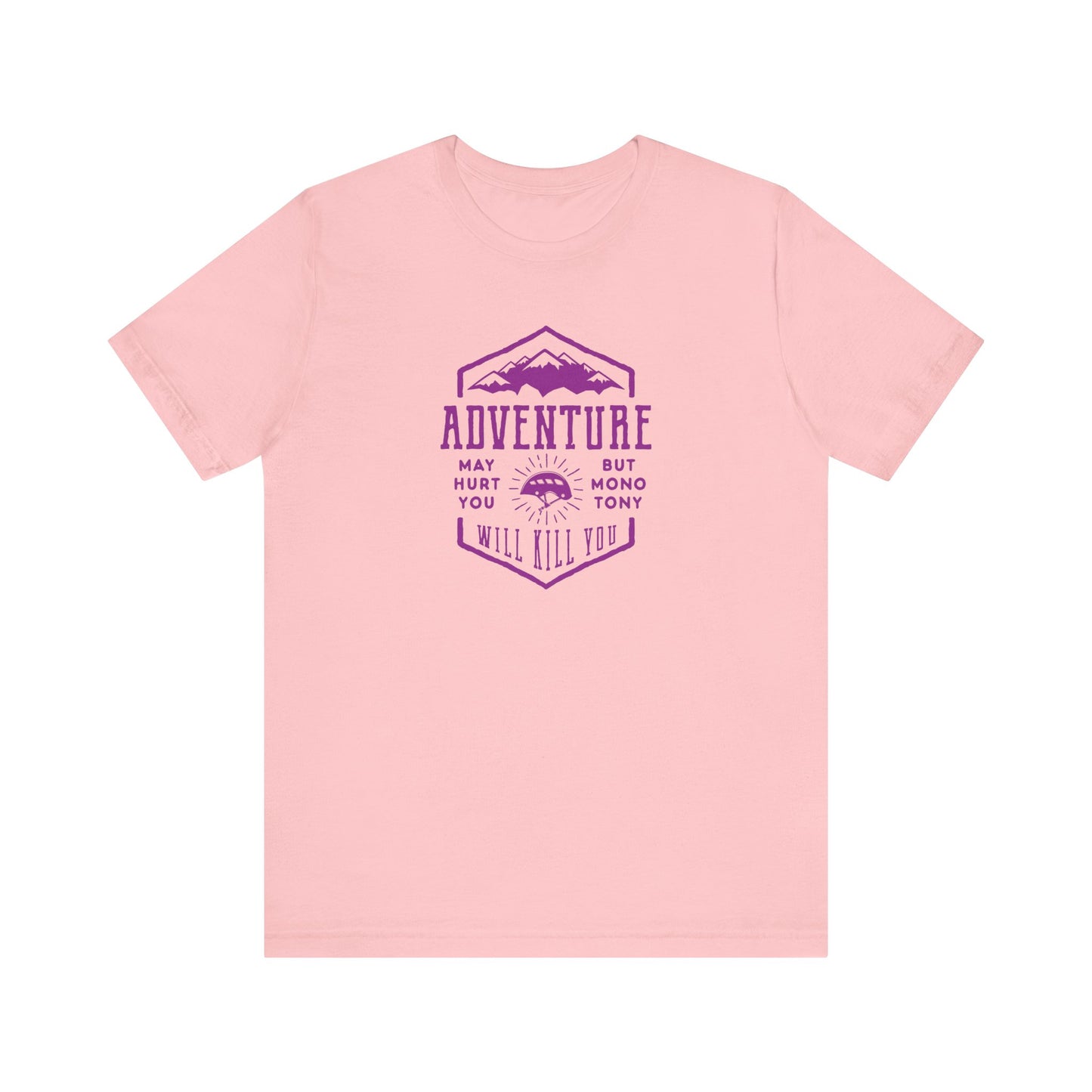 Unisex Jersey Short Sleeve Tee "Adventure" Purple Print