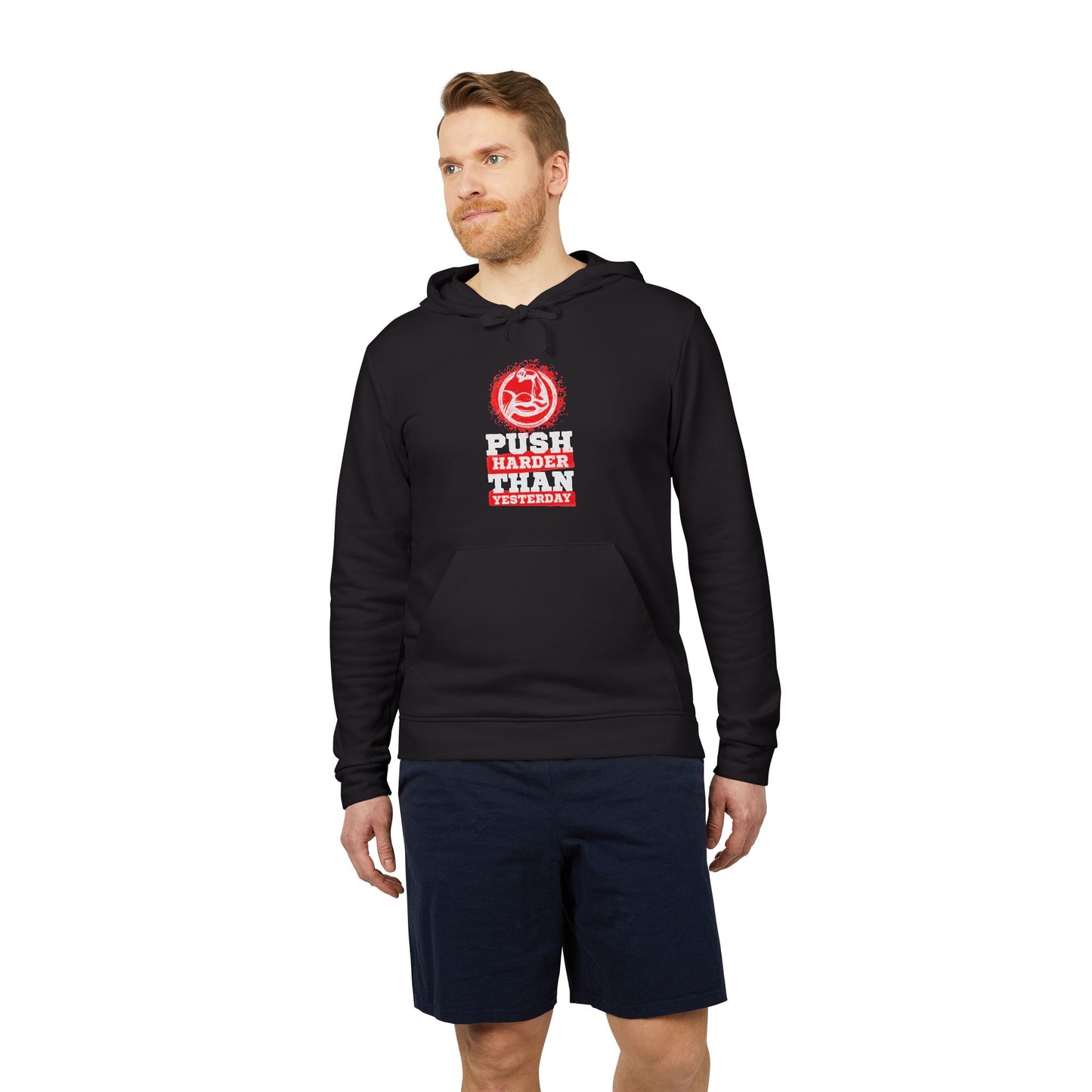 Push Harder Than Yesterday Adidas Unisex Cozy Fleece Hoodie