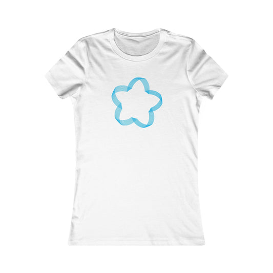 Women's Favorite T-Shirt "Geometric Petal Play" Whimsical 5-Petal Flower Blue Print