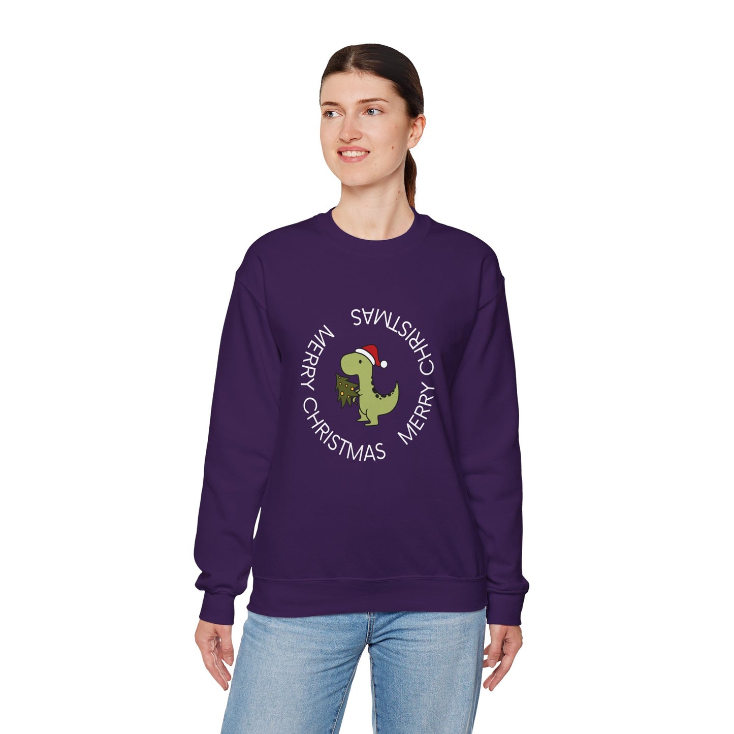 Dino-Merry Christmas 🎄🦖🎅 Unisex Heavy Blend Crewneck Sweatshirt
