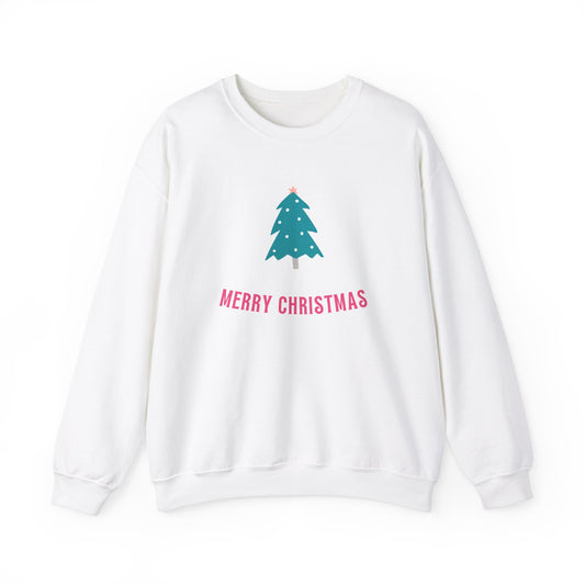 Unisex Heavy Blend Crewneck Sweatshirt Merry Christmas with Stylized Tree 🎄✨