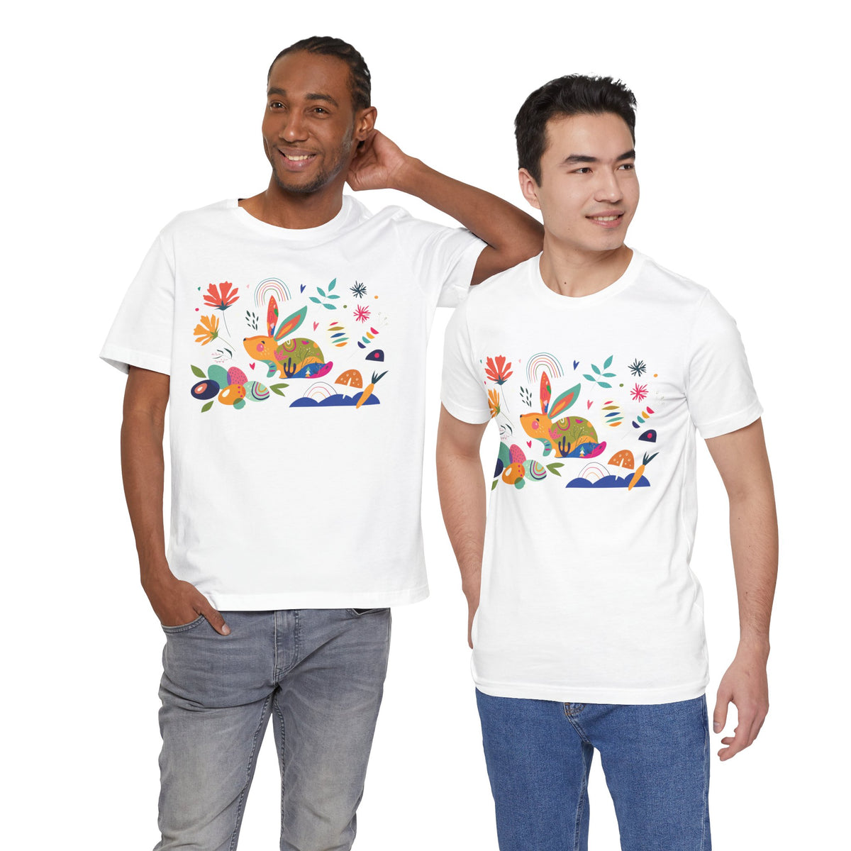 Hoppy Easter Colorful Boho Spring Collage Unisex Jersey Short Sleeve Tee