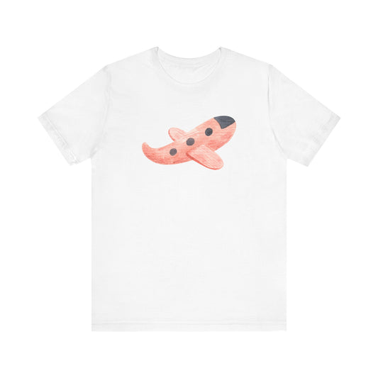 Unisex Jersey Short Sleeve Tee Kids' Airplane Drawing Red Print