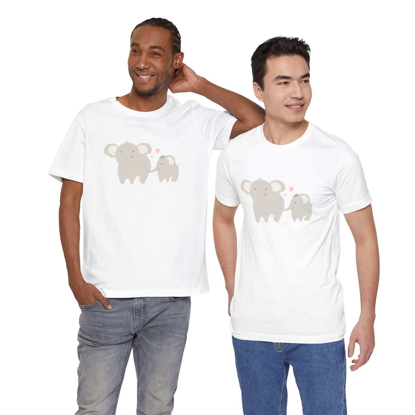 Mommy & Me Ele-fun Sweet Mom and Baby Elephant Unisex Jersey Short Sleeve Tee