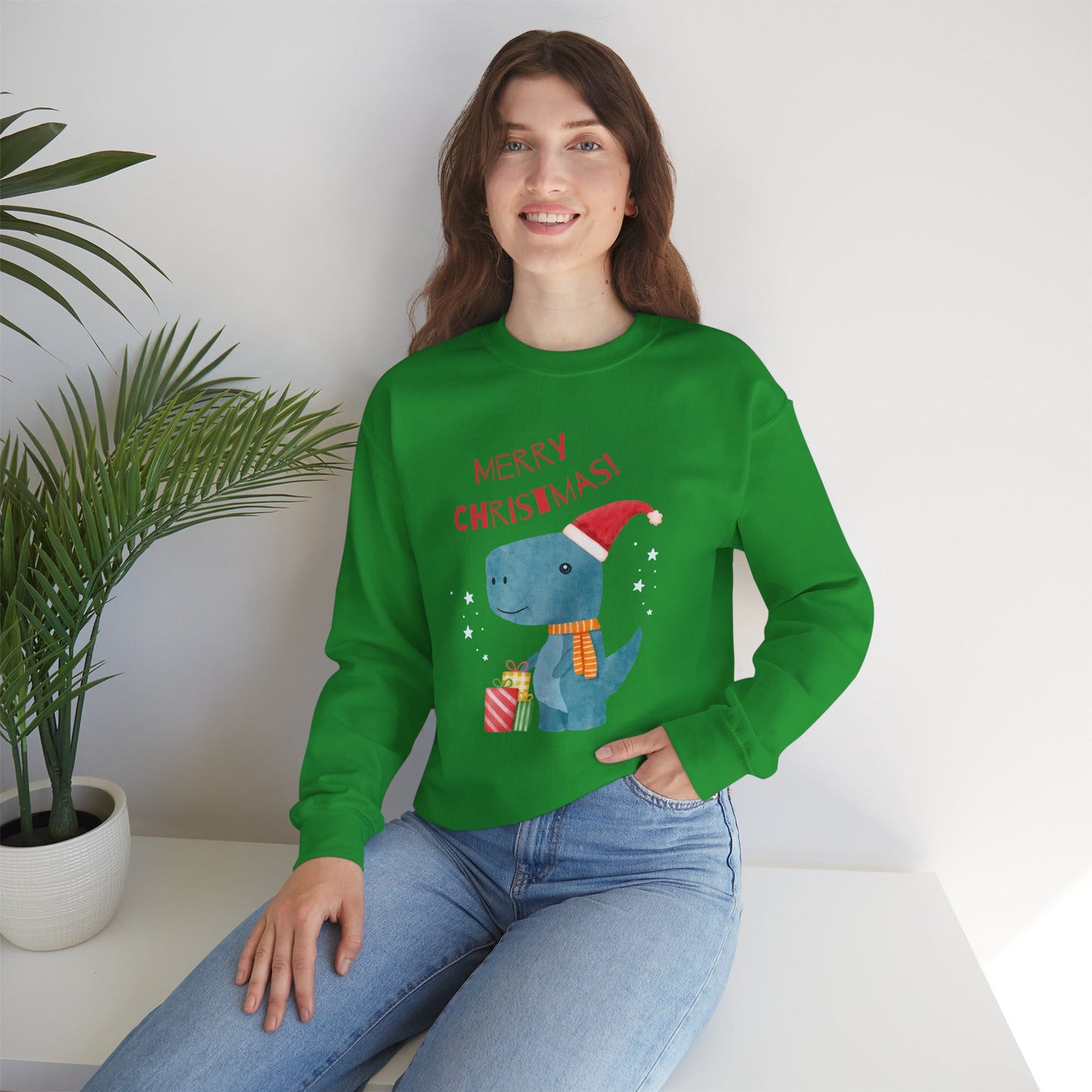 Merry Christmas Dino 🎄🦖🎁 Unisex Heavy Blend Crewneck Sweatshirt