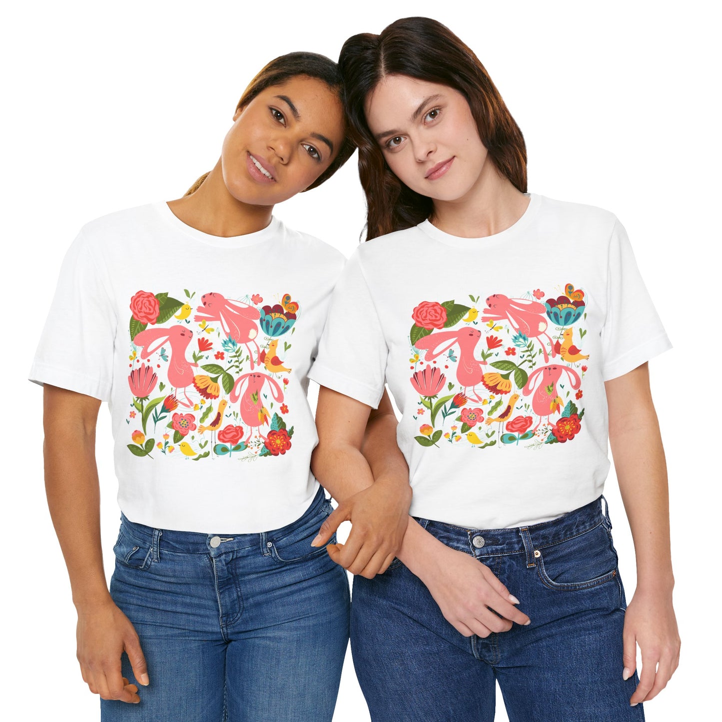 Bunny Bonanza Colorful Boho Easter Rabbit Trio Unisex Jersey Short Sleeve Tee