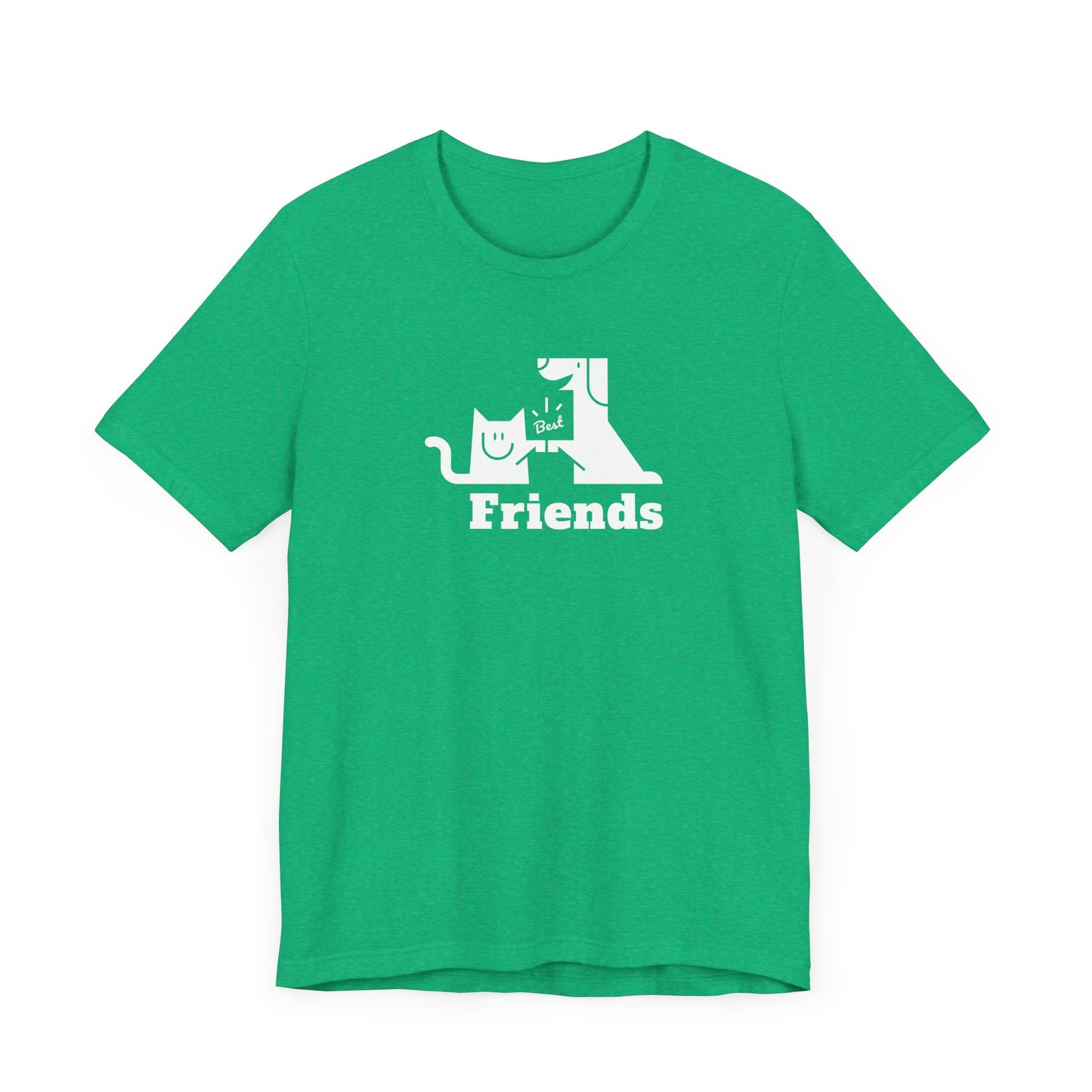 Cat & Dog Hi-5 Each Other Best Friends White Print Unisex Jersey Short Sleeve Tee