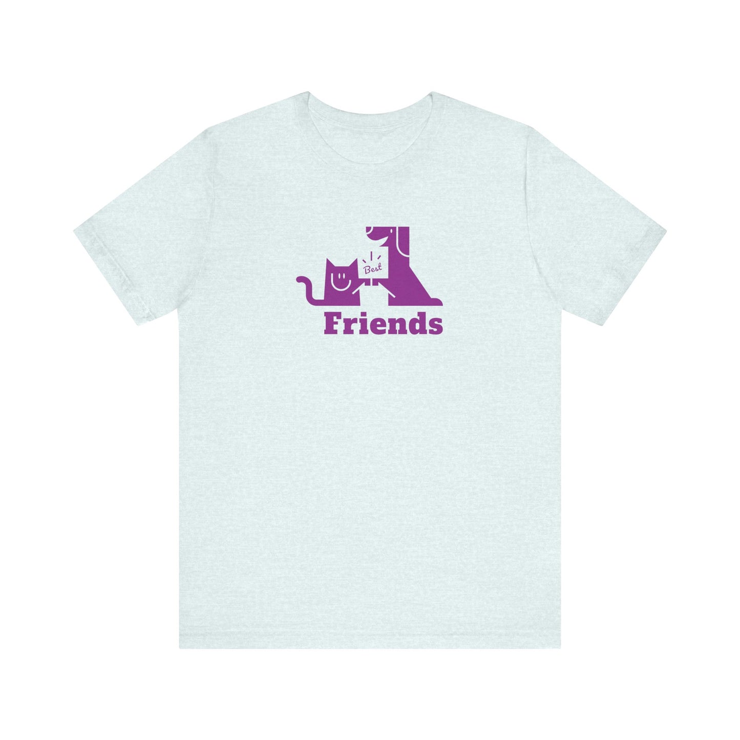 Cat & Dog Hi-5 Each Other Best Friends Purple Print Unisex Jersey Short Sleeve Tee